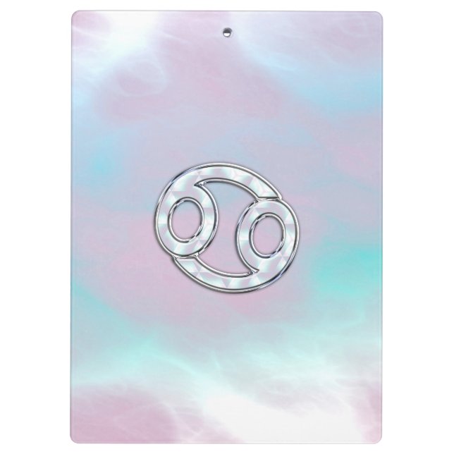 Mother of Pearl Style Cancer Symbol Astrology Clipboard (Back)