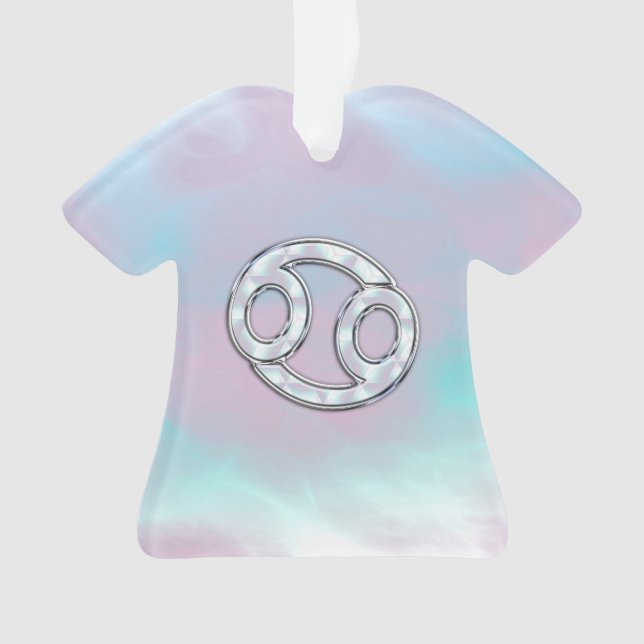 Mother of Pearl Style Cancer Symbol Astrology Ornament (Front)
