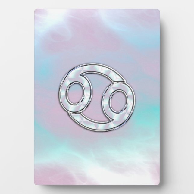 Mother of Pearl Style Cancer Symbol Astrology Plaque (Front)