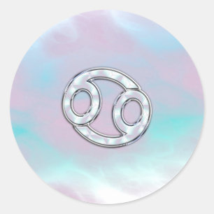 Mother of Pearl Style Cancer Zodiac Classic Round Sticker