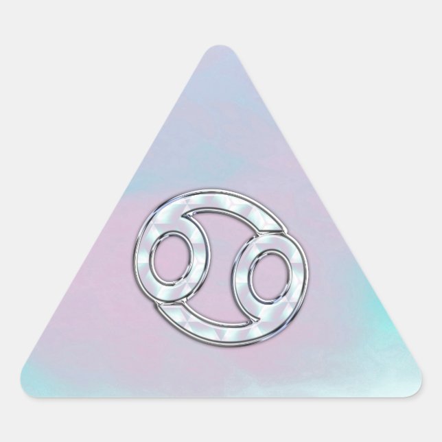 Mother of Pearl Style Cancer Zodiac Sign Decor Triangle Sticker (Front)