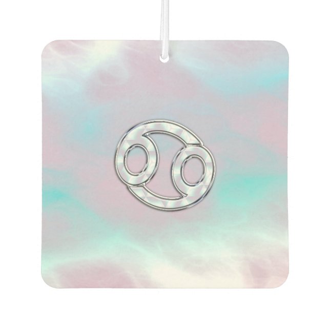 Mother of Pearl Style Cancer Zodiac Symbol Car Air Freshener (Front)
