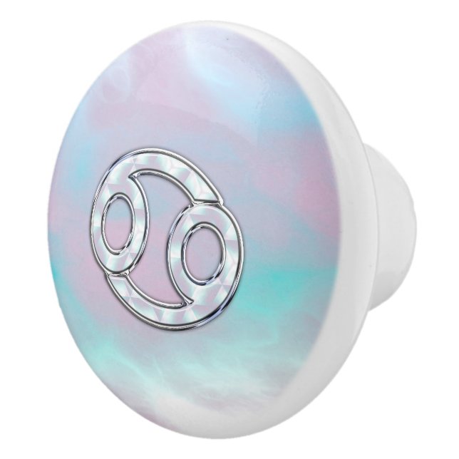 Mother of Pearl Style Cancer Zodiac Symbol Ceramic Knob (Right)