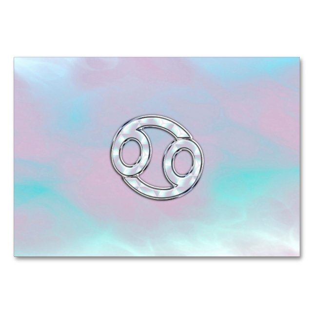 Mother of Pearl Style Cancer Zodiac Table Number (Front)