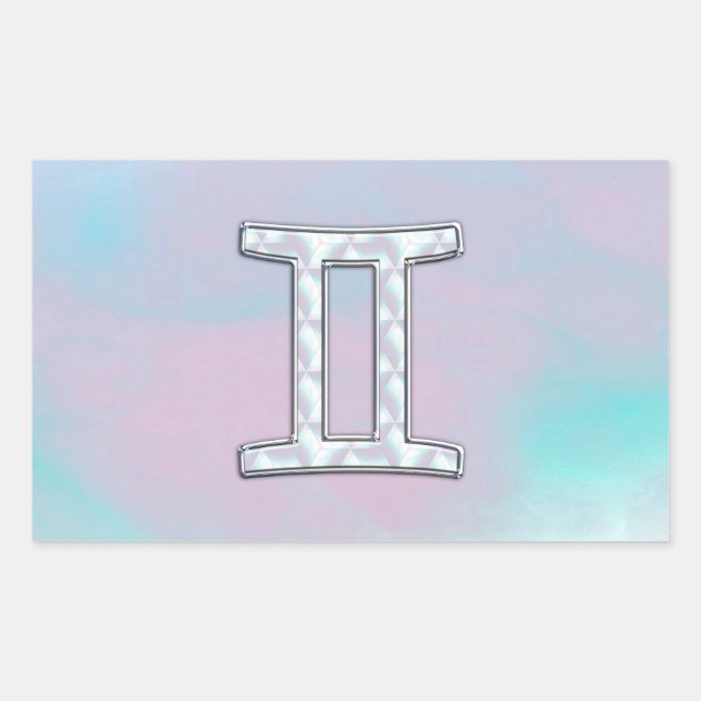 Mother of Pearl Style Gemini Sign Rectangular Sticker (Front)