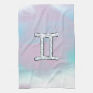 Mother of Pearl Style Gemini Sign Tea Towel