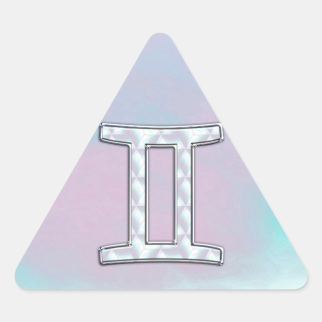 Mother of Pearl Style Gemini Sign Triangle Sticker (Front)