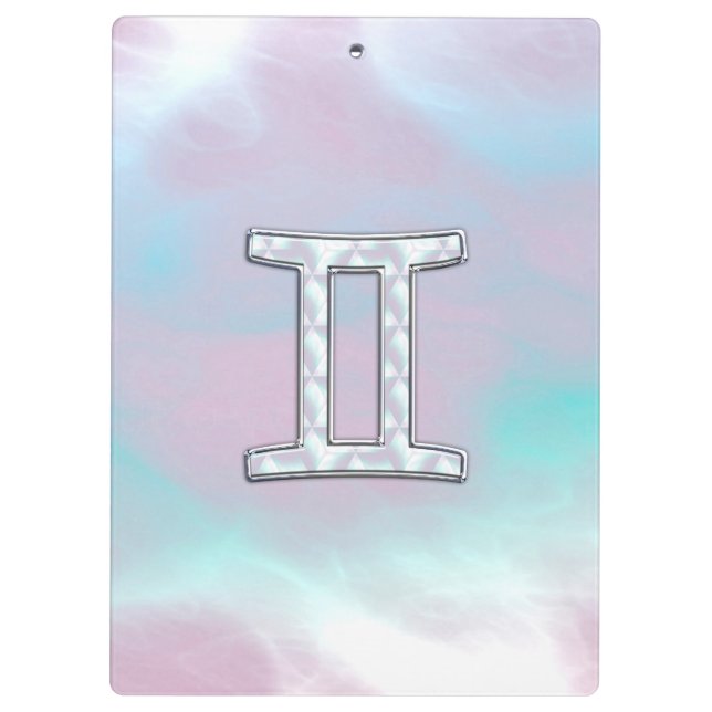 Mother of Pearl Style Gemini Zodiac Symbol Clipboard (Back)
