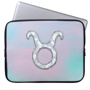 Mother of Pearl Style Taurus Zodiac Sign Laptop Sleeve