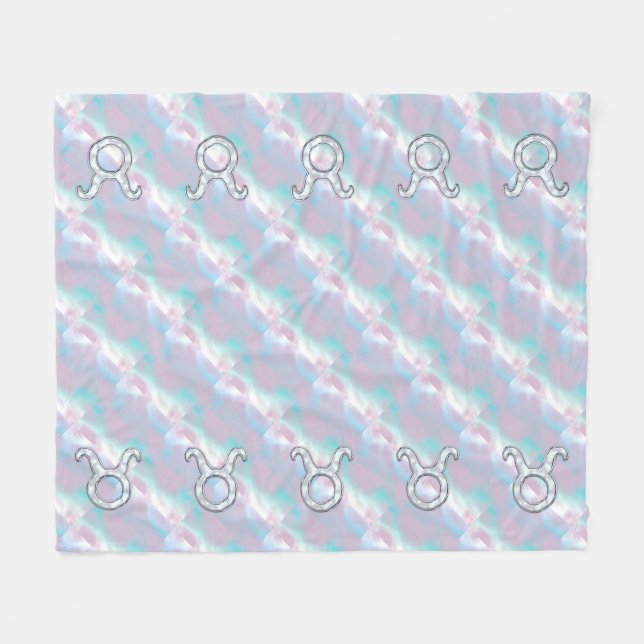 Mother of Pearl Style Taurus Zodiac Symbol Fleece Blanket (Front (Horizontal))
