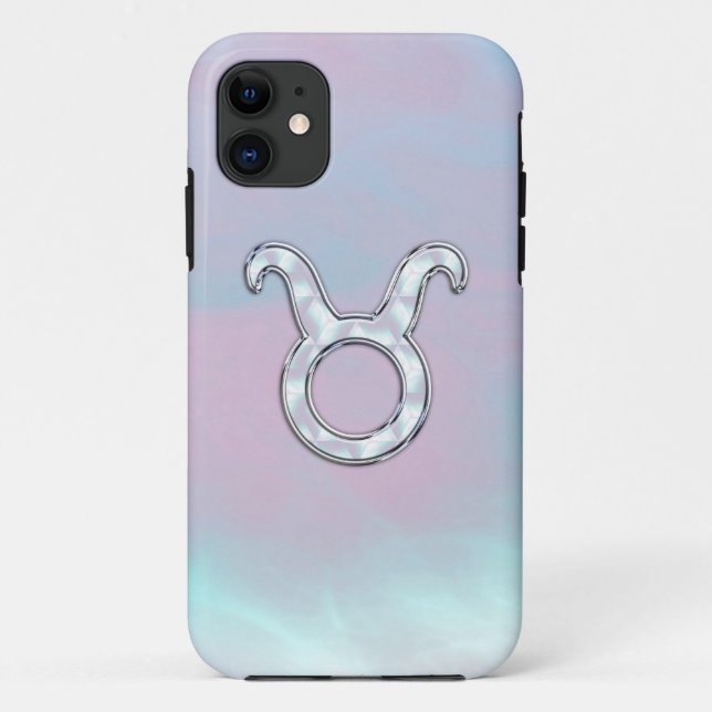 Mother of Pearl Taurus Zodiac Symbol Case-Mate iPhone Case (Back)