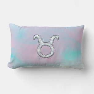 Mother of Pearl Taurus Zodiac Symbol Lumbar Cushion