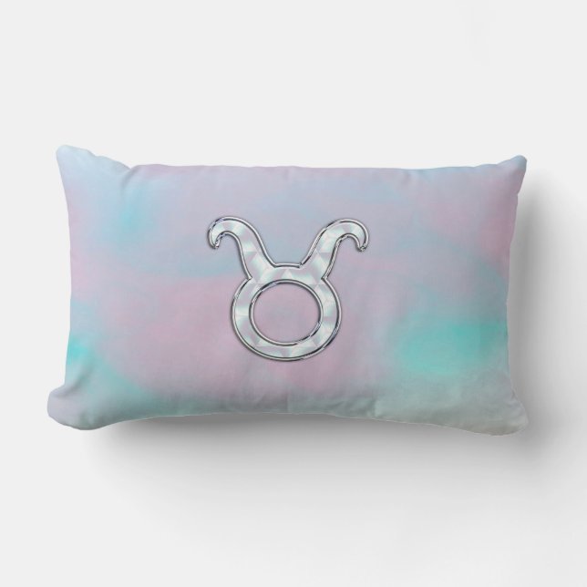 Mother of Pearl Taurus Zodiac Symbol Lumbar Cushion (Front)