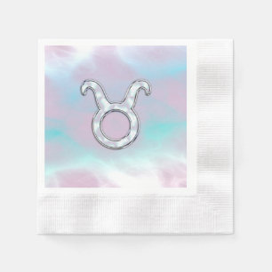 Mother of Pearl Taurus Zodiac Symbol Napkin
