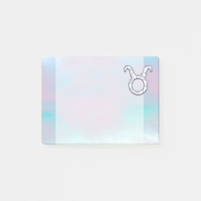 Mother of Pearl Taurus Zodiac Symbol Post-it Notes (Front)