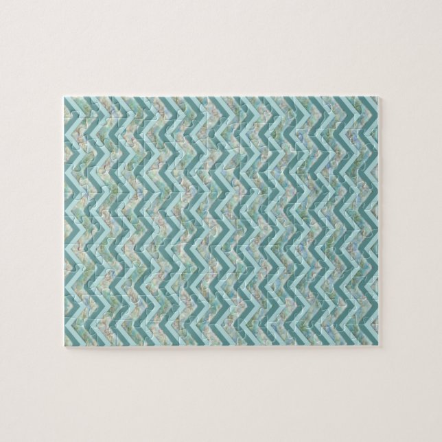 Mother of Pearl Teal ZigZag Jigsaw Puzzle (Horizontal)