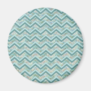 Mother of Pearl Teal ZigZag Magnet