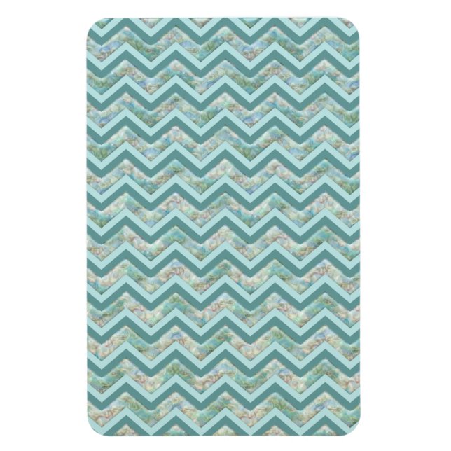 Mother of Pearl Teal ZigZag Magnet (Vertical)