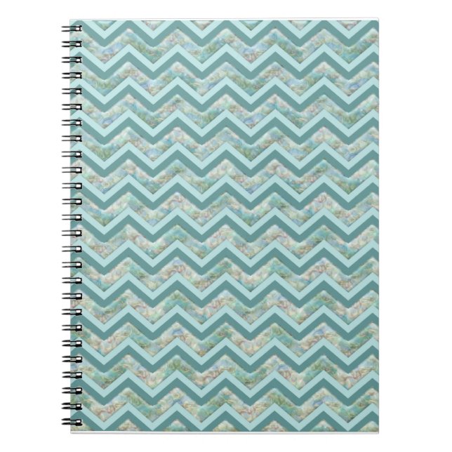 Mother of Pearl Teal ZigZag Notebook (Front)
