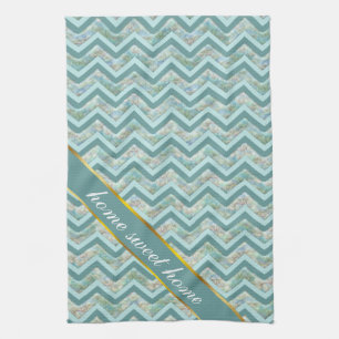 Mother of Pearl Teal ZigZag Tea Towel
