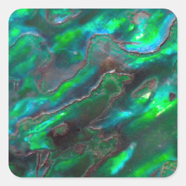 Mother Of Pearl Texture Teal Photo Pattern Square Sticker (Front)