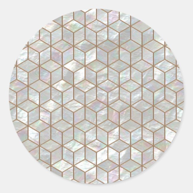Mother Of Pearl Tiles Classic Round Sticker (Front)