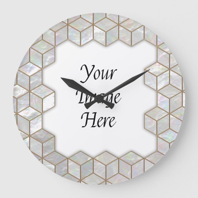 Mother Of Pearl Tiles Frame Large Clock (Front)