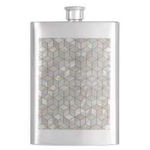 Mother Of Pearl Tiles Hip Flask