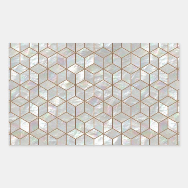 Mother Of Pearl Tiles Rectangular Sticker (Front)