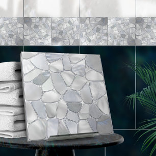 Mother of pearl - Voronoi Cells Abstract Ceramic Tile