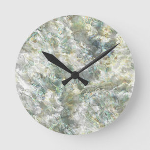 Mother Of Pearl White Abstract Swirl Round Clock