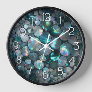 Mother of Pearl with Large Numbers Clock
