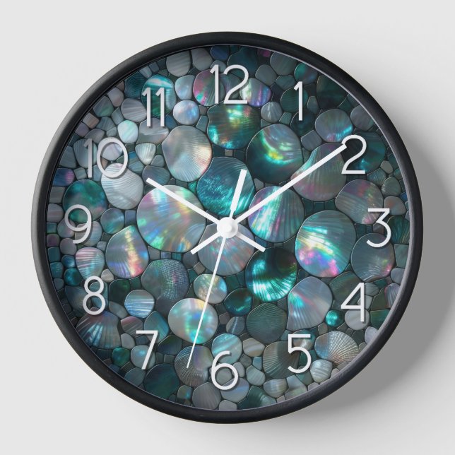 Mother of Pearl with Large Numbers Clock (Front)