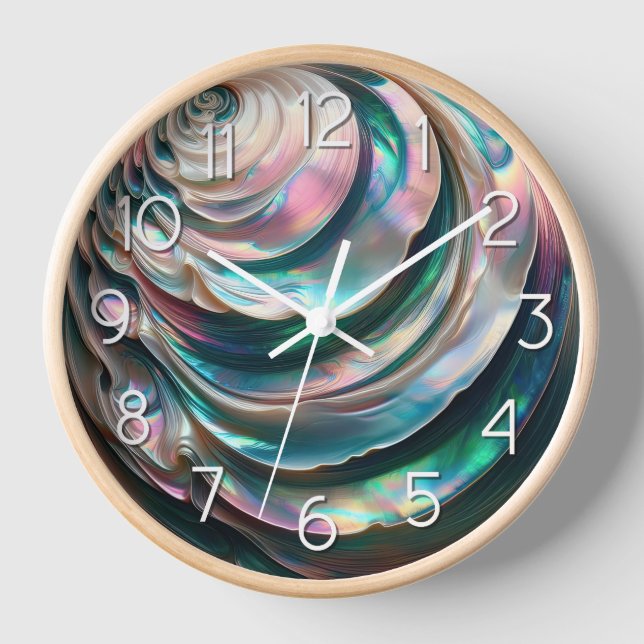 Mother of Pearl with Large Numbers Clock (Front)