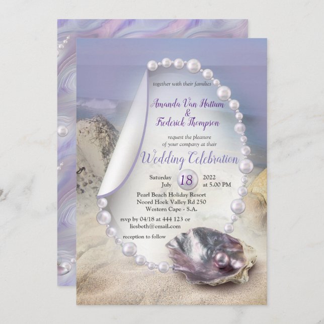 Mother of Pearls Beach party  Invitation (Front/Back)