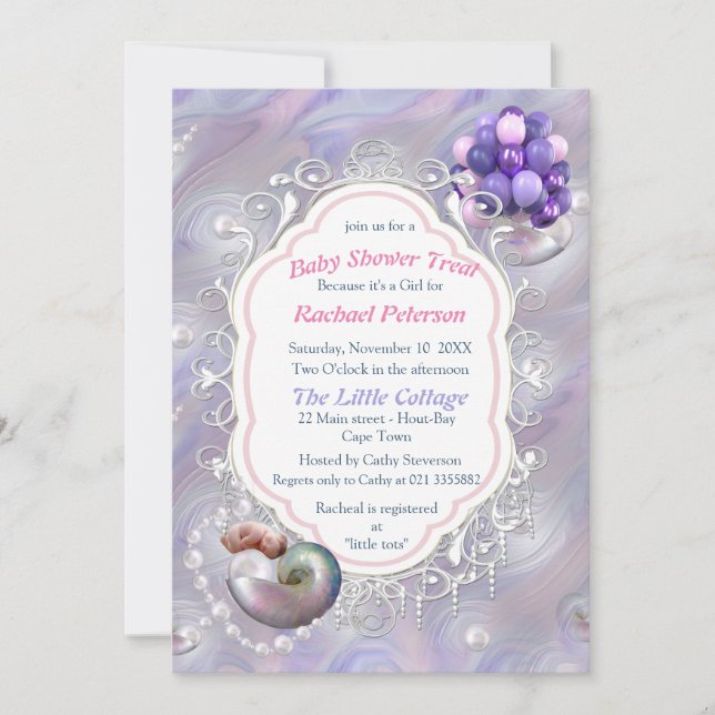 Mother of Pearls giving Birth to a Baby Girl Invitation (Front)