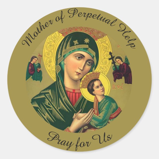Mother of Perpetual Help with Baby Jesus Classic Round Sticker (Front)