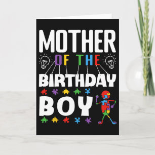 Mother Of The Birthday Boy Autism Awareness Puzzle Card