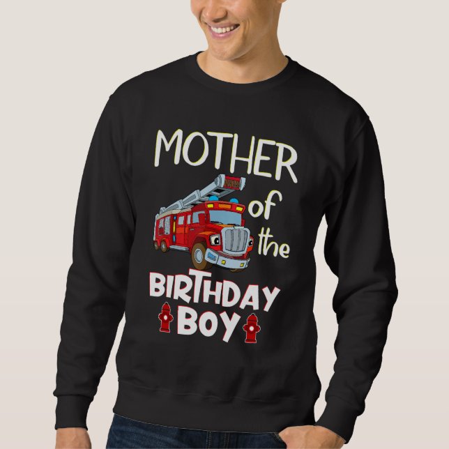 Mother of The Birthday Boy Fire Truck Shirt Firefi (Front)