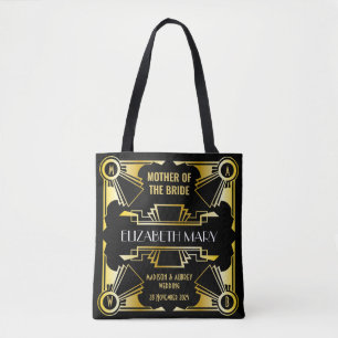 Mother of the Bride Art Deco Wedding Gold & Black Tote Bag