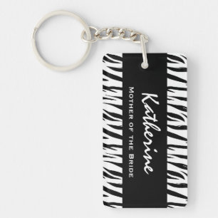 Mother of the Bride Black and White Zebra Gift Key Ring