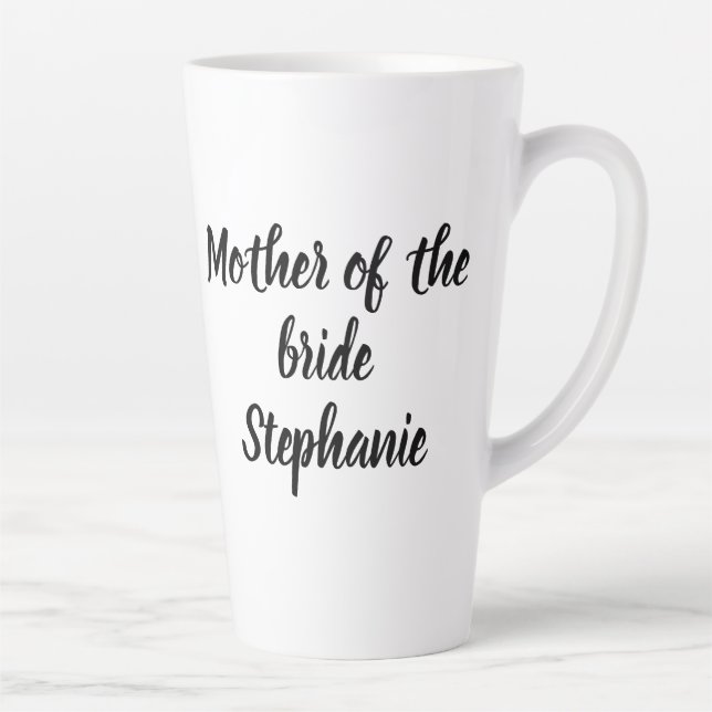 Mother of the Bride Black Elegant Script Weddings Latte Mug (Right)