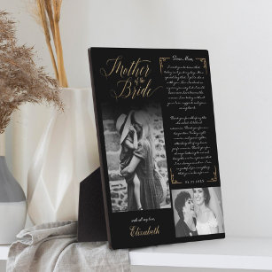  Mother of the Bride   Black Gold Message & Photo Plaque