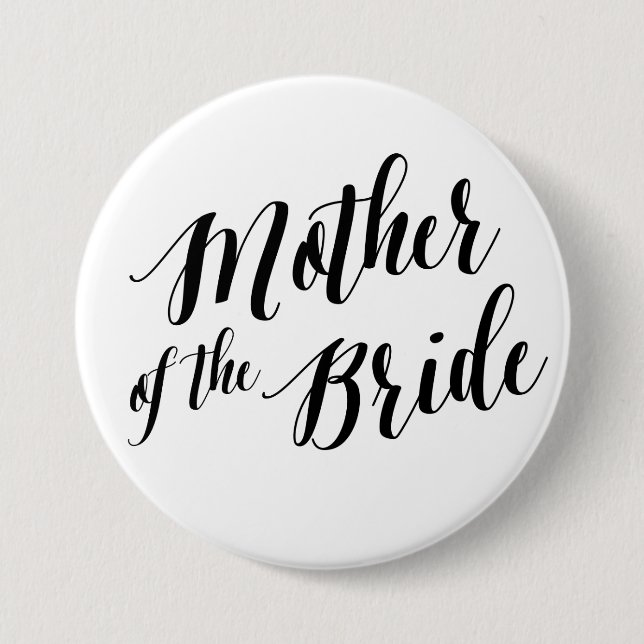 Mother of the Bride Black Script Button (Front)