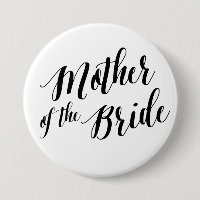 Mother of the Bride Black Script Button