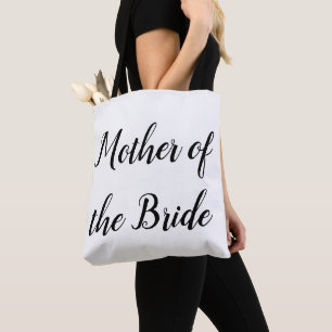 Mother of the Bride Black Script Wedding Tote Bag