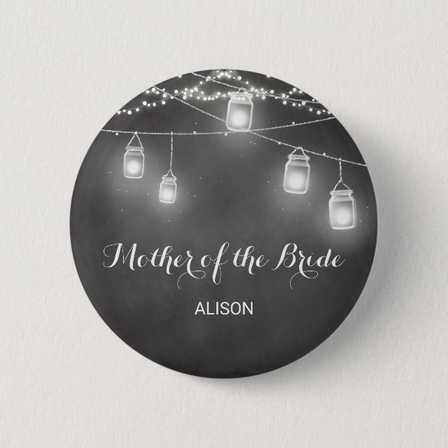 Mother of The Bride Black White Button (Front)
