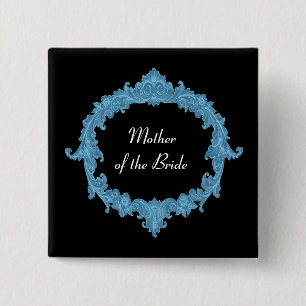 MOTHER OF THE BRIDE Blue Black Vintage V13 15 Cm Square Badge