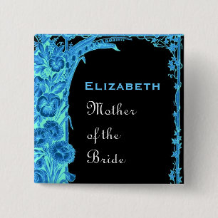Mother of the Bride Blue Vintage Flowers 15 Cm Square Badge