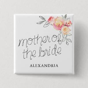 Mother of the Bride Bridal Shower 15 Cm Square Badge